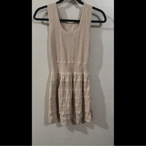 Beige Sleeveless Knit Dress